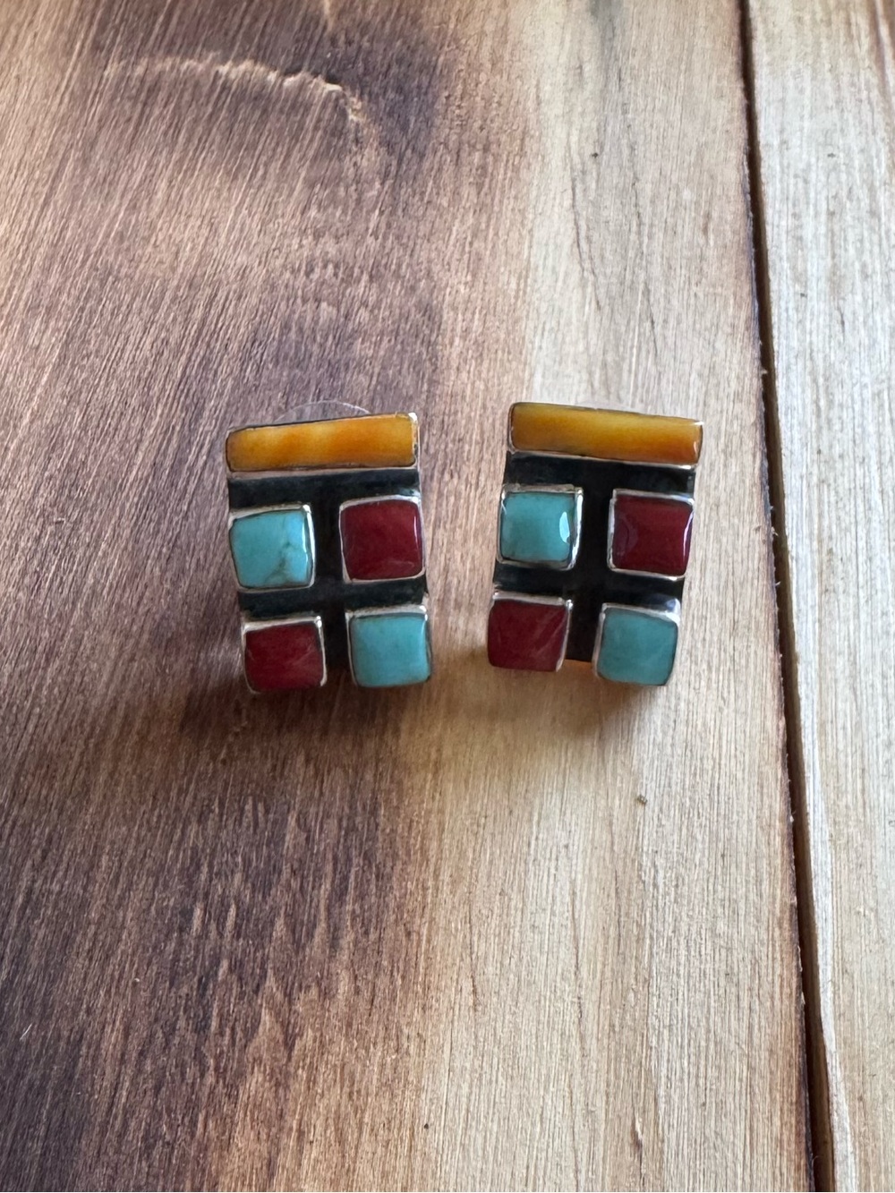 Vintage Colorblock Rectangular Earrings
